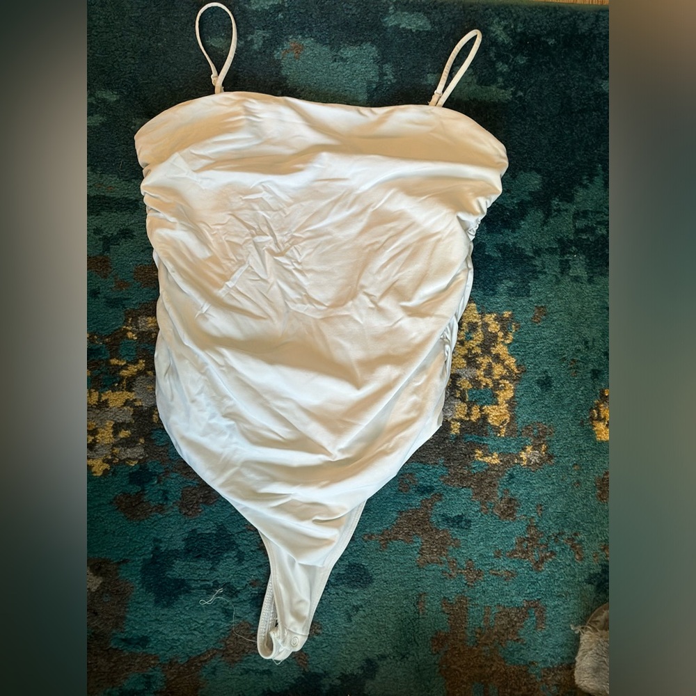 Babaton white cinched side bodysuit